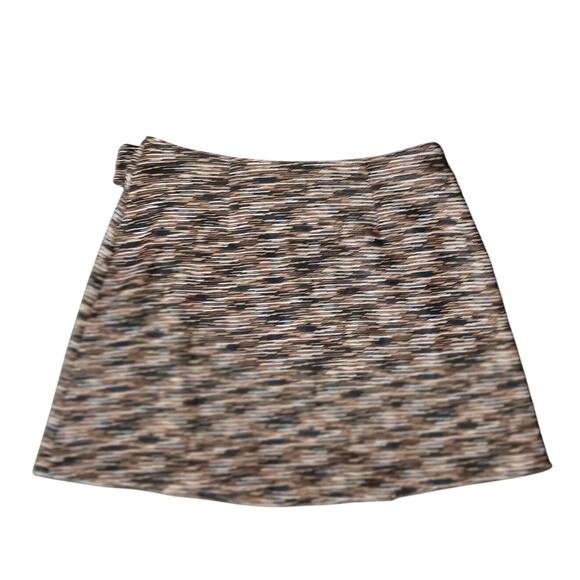 Express Tricot Size 7/8 Brown Wrap Mini Skirt Horizontal Stripe Detail Mod Style - Picture 4 of 6